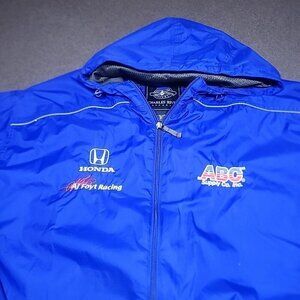 AJ Foyt Racing ABC Supply Co Honda Lightweight Blue Hooded Jacket Mens Sz 2XL